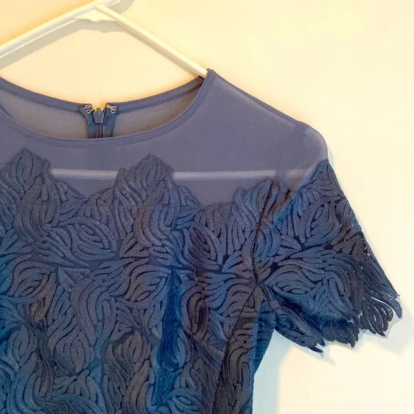 Reiss Bluish Grey Lace Appliqué Dress BNWOT - Picture 3 of 7